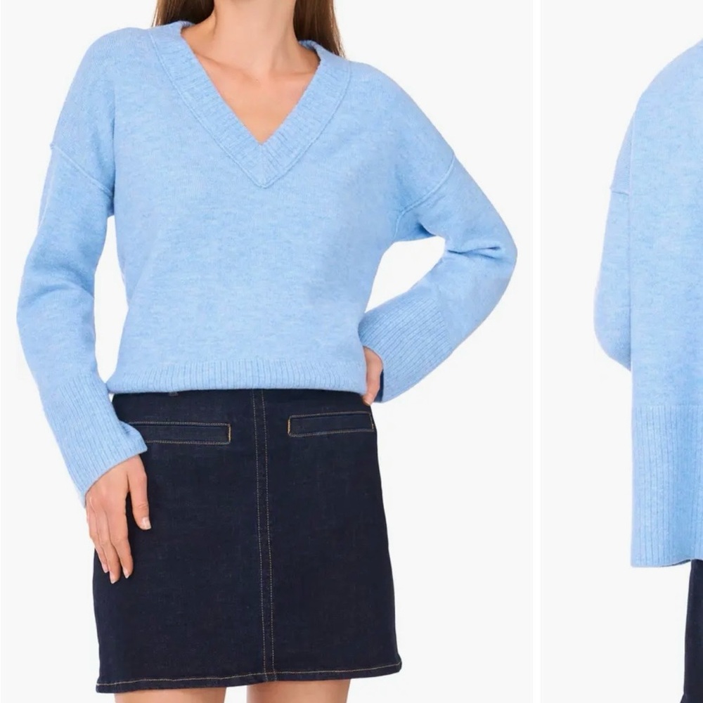 Vince Camuto Pale Blue V-Neck Sweater